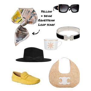 Beige & Yellow Equestrian Loop Scarf